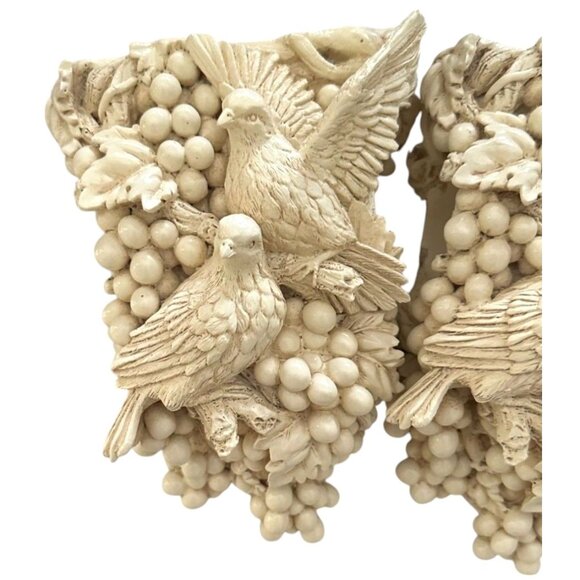 VTG Doves Grapes Grape Leaves  Drapery Curtain Rod Wall Sconce Corbel Holders - Picture 2 of 11